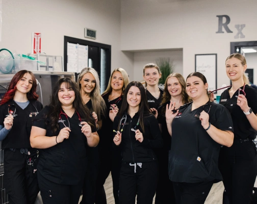 Veterinary team providing compassionate care guided by the practice's core principles.