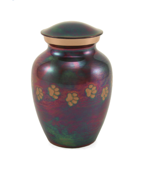 Classic Raku paw print pet urn