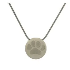 Round pendant with large Paw Pewter