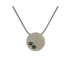 Round shape pendant with paws pewter
