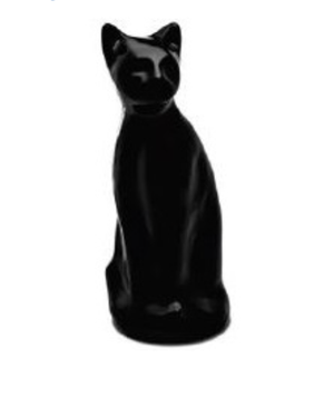 Black sitting cat memorial urn