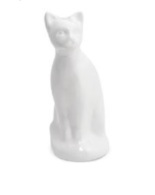 White Sitting cat Urn